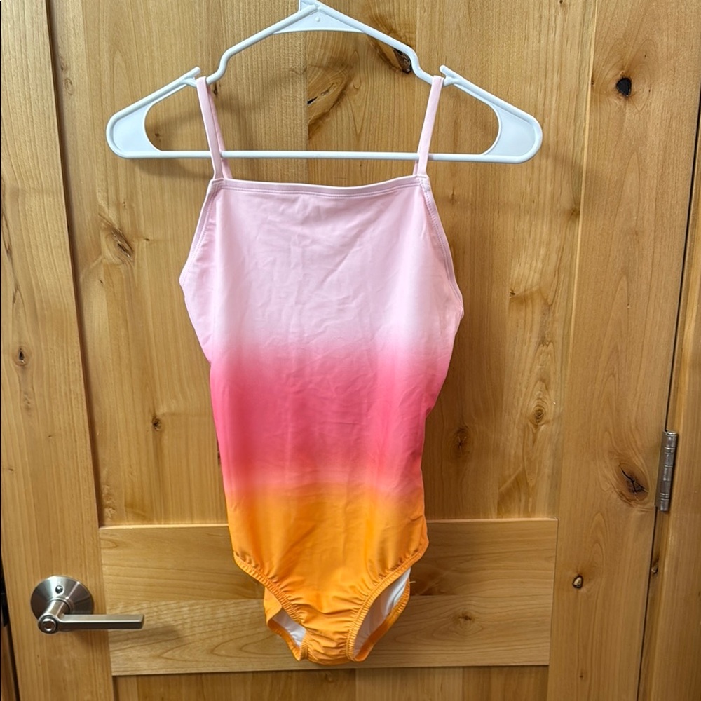 Vibrant Pink and Orange Ombre Kids Swimsuit